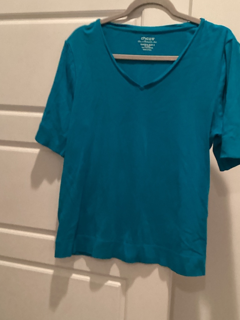 Chico's Teal V-Neck Short Sleeve Tee